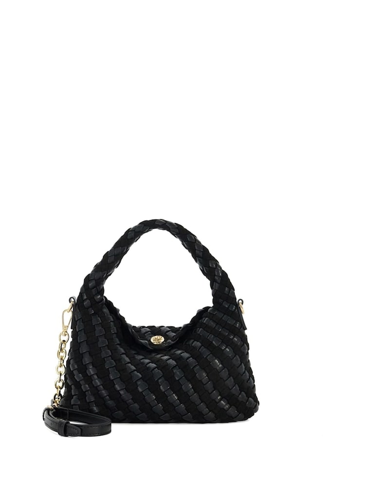 Dune London Black Dinkydeliberate Mini Woven Slouch Crossbody Bag - Image 2 of 5