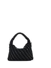 Dune London Black Dinkydeliberate Mini Woven Slouch Crossbody Bag - Image 3 of 5