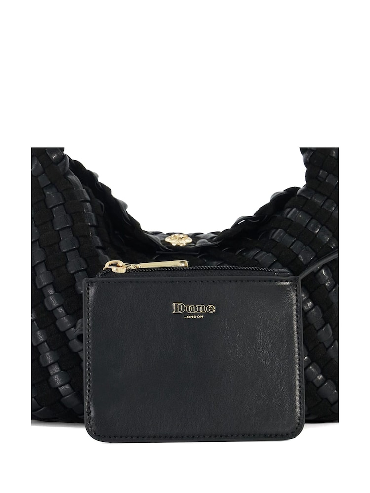 Dune London Black Dinkydeliberate Mini Woven Slouch Crossbody Bag - Image 5 of 5