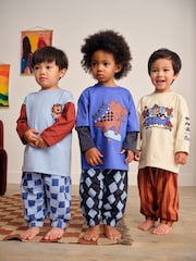 Blue/Brown Dinosaur Oversized Pyjamas 3 Pack (9mths-10yrs) - Image 1 of 10