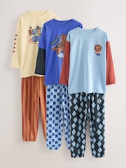 Blue/Brown Dinosaur Oversized Pyjamas 3 Pack (9mths-10yrs) - Image 4 of 10