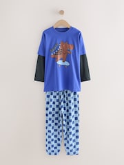 Blue/Brown Dinosaur Oversized Pyjamas 3 Pack (9mths-10yrs) - Image 7 of 10
