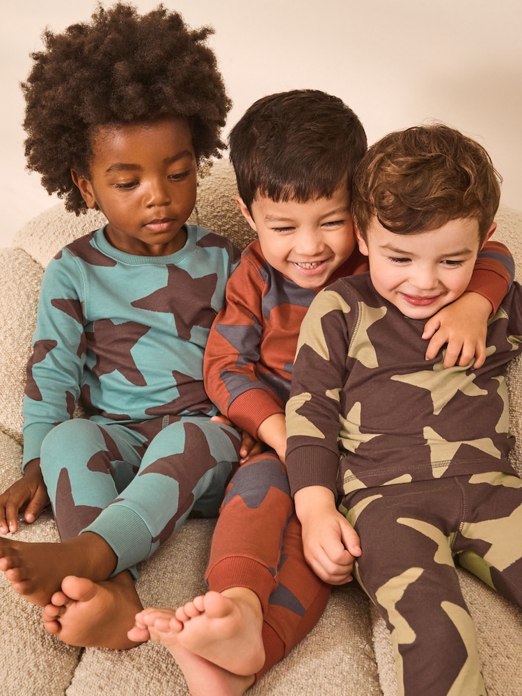 Blue/Brown Snuggle Pyjamas 3 Pack (9mths-10yrs) - Image 2 of 4