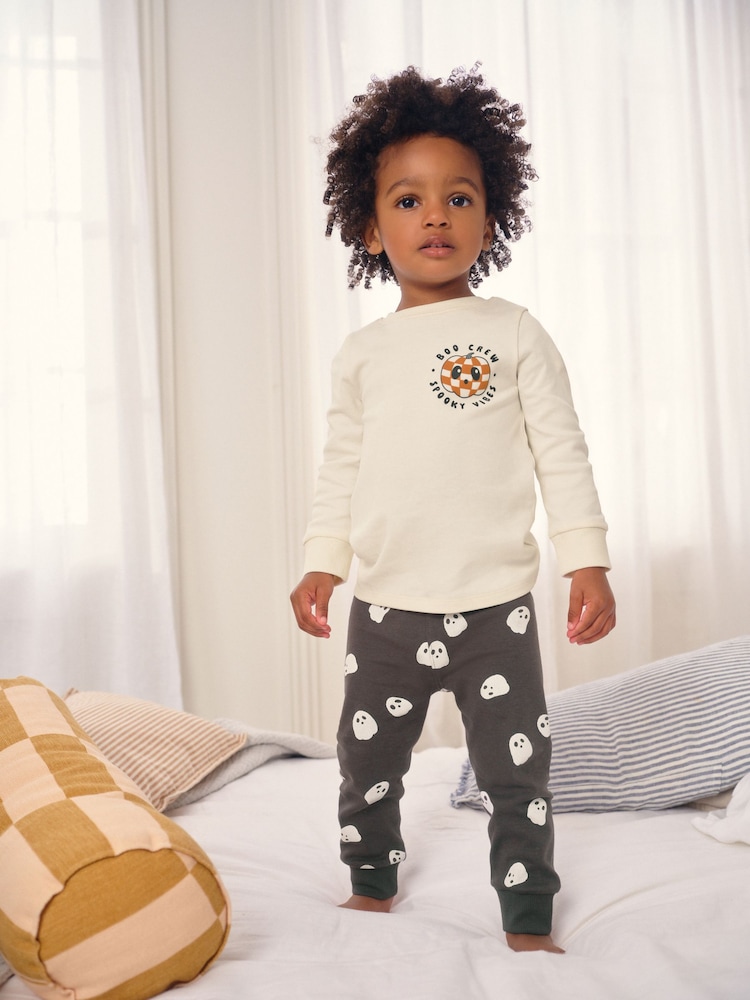 Cream/Black Halloween Fit Single Snuggle Pyjamas (9mths-10yrs) - Image 1 of 7