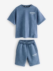smALLSAINTS Washed Blue Boys Underground T-Shirt and Sweat Shorts Set - Image 7 of 10