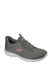 Skechers Khaki Green Summits Summer Blush Trainers - Image 3 of 5