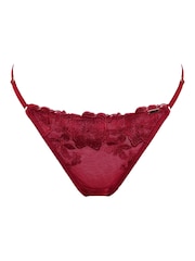 Pour Moi Red India Bold Floral Embroidery Thongs - Image 3 of 4