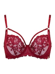 Pour Moi Red India Bold Floral Embroidery Non Pad Bra - Image 3 of 4