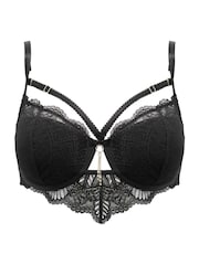 Pour Moi Black India Demilicious Linear Lace Demi Padded Bra - Image 4 of 4