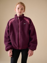 Reebok Burgundy Red Batwing Borg Zip Through Jumper - Image 1 of 10