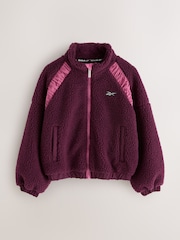 Reebok Burgundy Red Batwing Borg Zip Through Jumper - Image 7 of 10