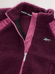 Reebok Burgundy Red Batwing Borg Zip Through Jumper - Image 9 of 10
