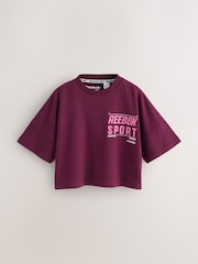 Reebok Burgundy/Mocha Cotton Drop Shoulder Graphic Print T-Shirts 2 Pack - Image 2 of 17