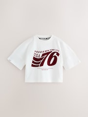 Reebok Drop Shoulder Graphic Print White T-Shirts - Image 1 of 5