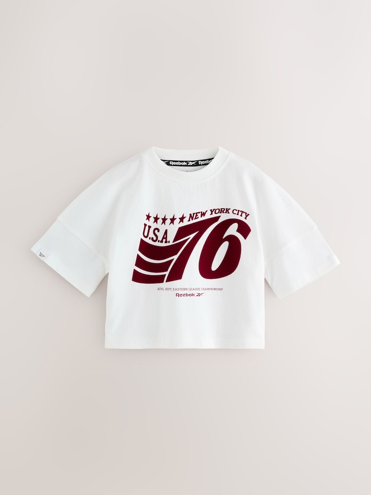Reebok Drop Shoulder Graphic Print White T-Shirts - Image 1 of 5