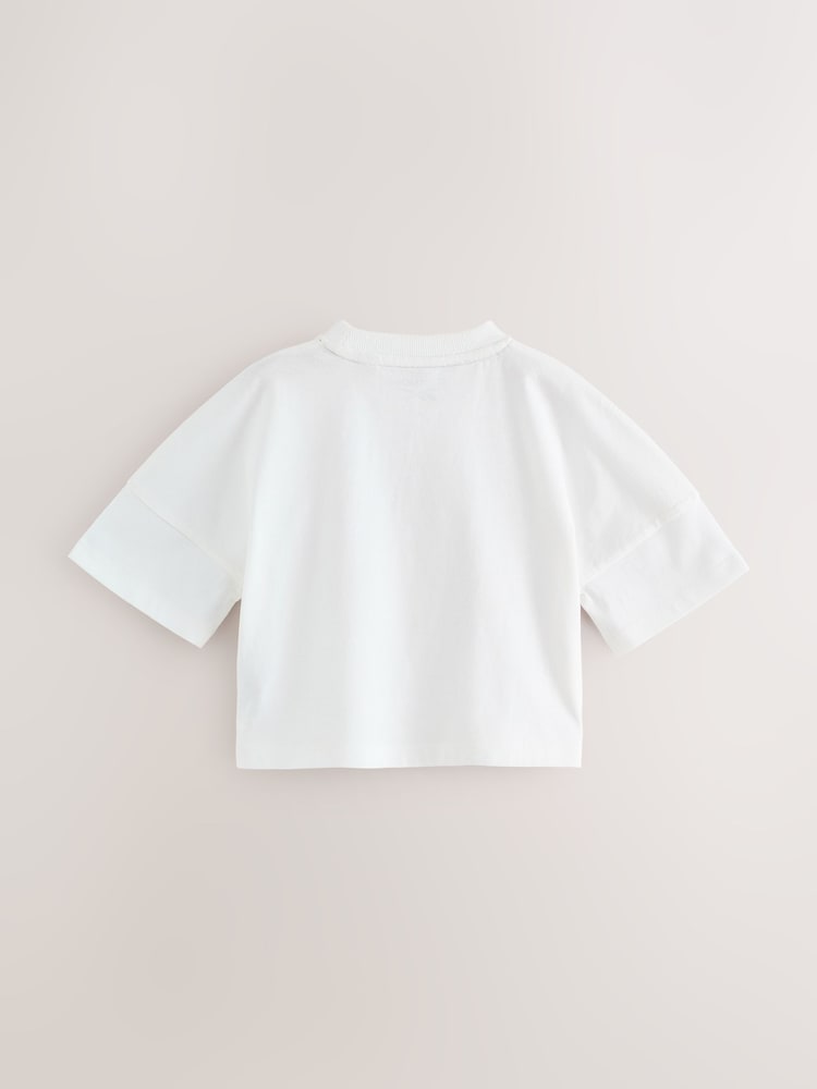 Reebok Drop Shoulder Graphic Print White T-Shirts - Image 2 of 5