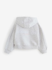 Reebok Grey Boxy Fit Piped Seam Cropped Graphic Print Hoodie - Image 2 of 4