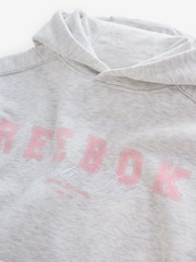 Reebok Grey Boxy Fit Piped Seam Cropped Graphic Print Hoodie - Image 3 of 4
