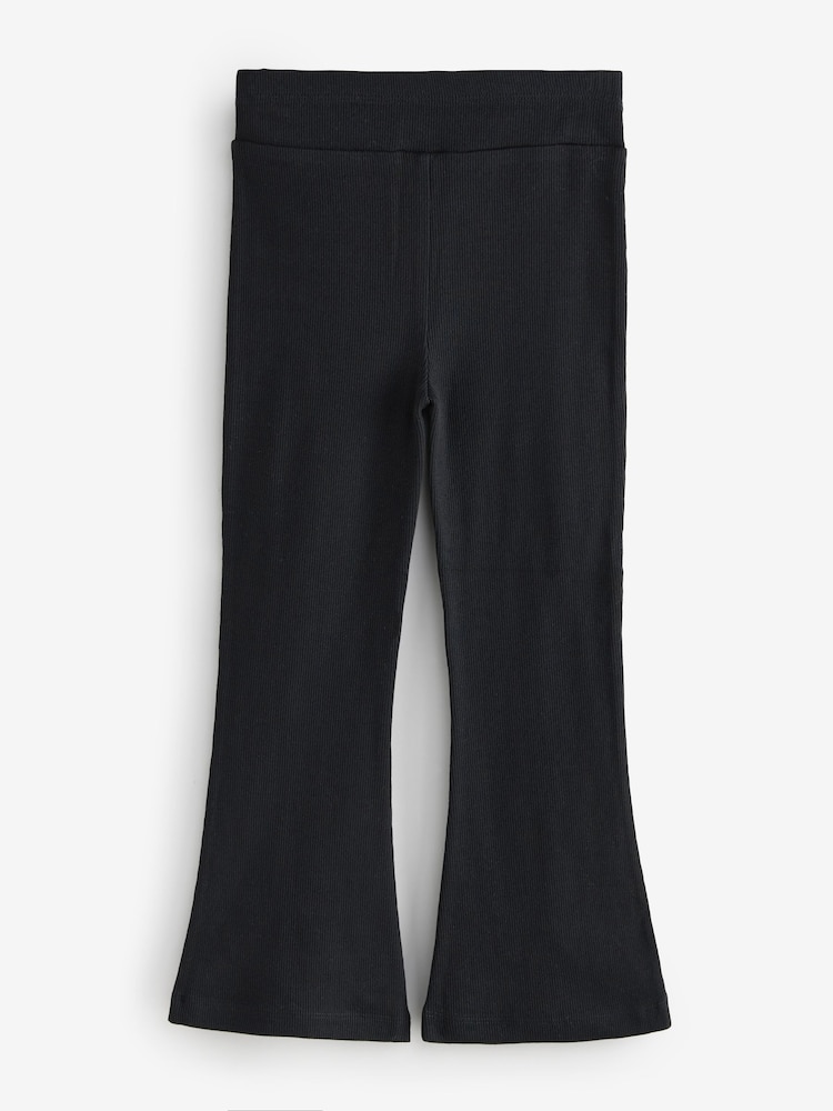 Reebok Waisted Kick Flare Ribbed Black Leggings - Image 2 of 4