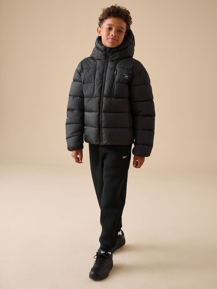 Reebok Waterproof Half Zip Long Sleeve Hooded Black Jacket - Image 1 of 16