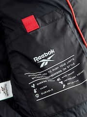 Reebok Waterproof Half Zip Long Sleeve Hooded Black Jacket - Image 13 of 16