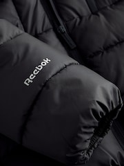 Reebok Waterproof Half Zip Long Sleeve Hooded Black Jacket - Image 15 of 16