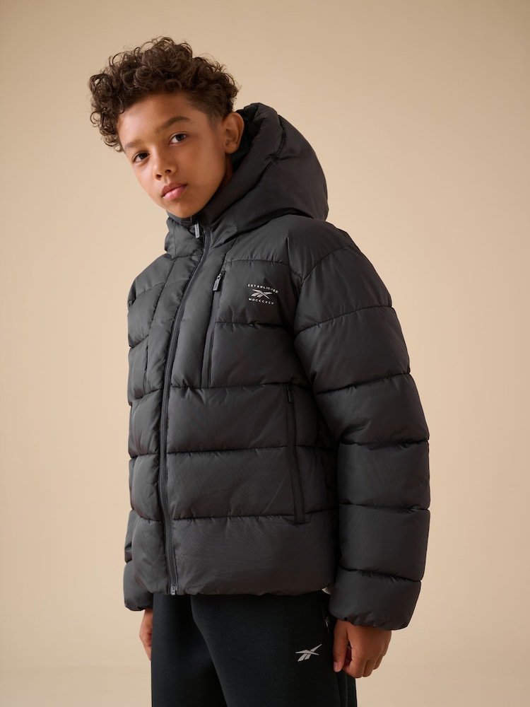 Reebok Waterproof Half Zip Long Sleeve Hooded Black Jacket - Image 2 of 16