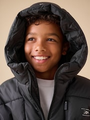 Reebok Waterproof Half Zip Long Sleeve Hooded Black Jacket - Image 4 of 16