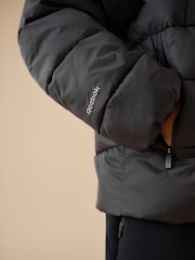 Reebok Waterproof Half Zip Long Sleeve Hooded Black Jacket - Image 6 of 16