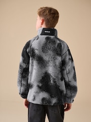 Reebok Grey Camo Long Sleeve Jacquard Print Zip Through Borg Coat - Image 3 of 12
