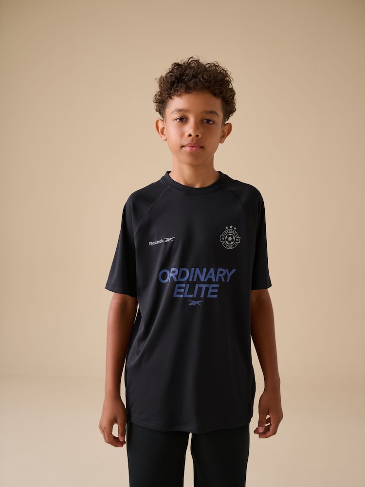 Reebok Sports Short Sleeve Football Logo Black T-Shirt - Image 1 of 11