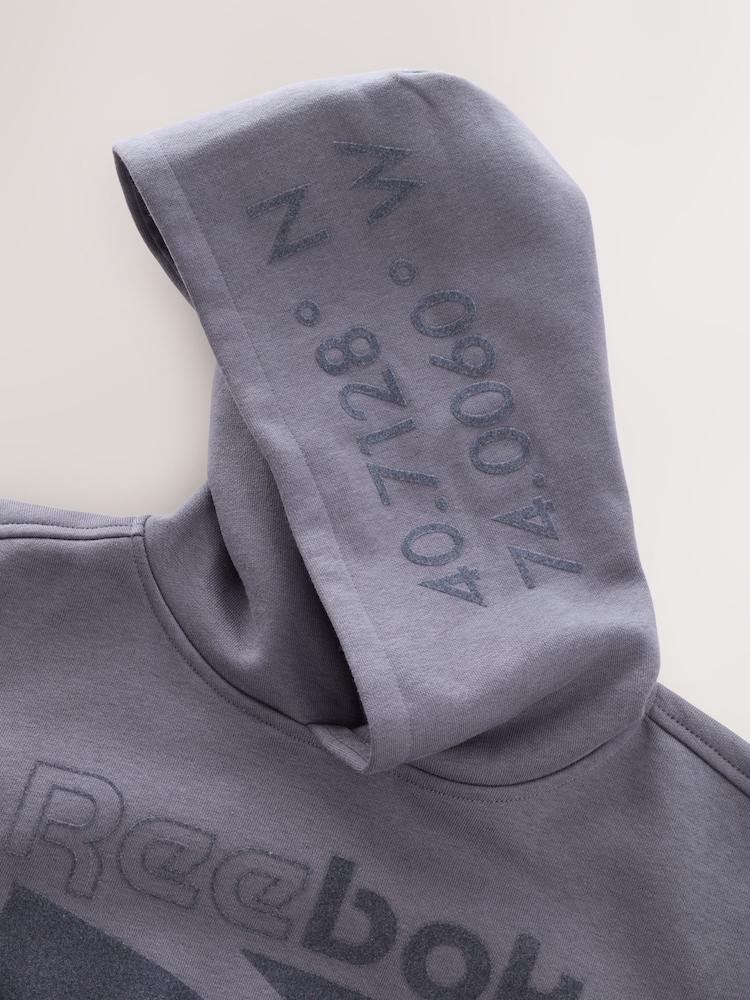 Reebok Heather Purple Cotton Flocked Logo Hoodie - Image 4 of 4