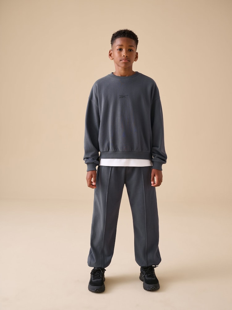 Reebok Charcoal Grey Logo Sweatshirt and Cargo Cuffed Joggers Set 2 Piece - Image 1 of 17