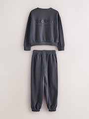 Reebok Charcoal Grey Logo Sweatshirt and Cargo Cuffed Joggers Set 2 Piece - Image 11 of 17
