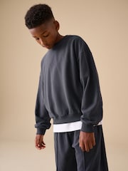 Reebok Charcoal Grey Logo Sweatshirt and Cargo Cuffed Joggers Set 2 Piece - Image 5 of 17