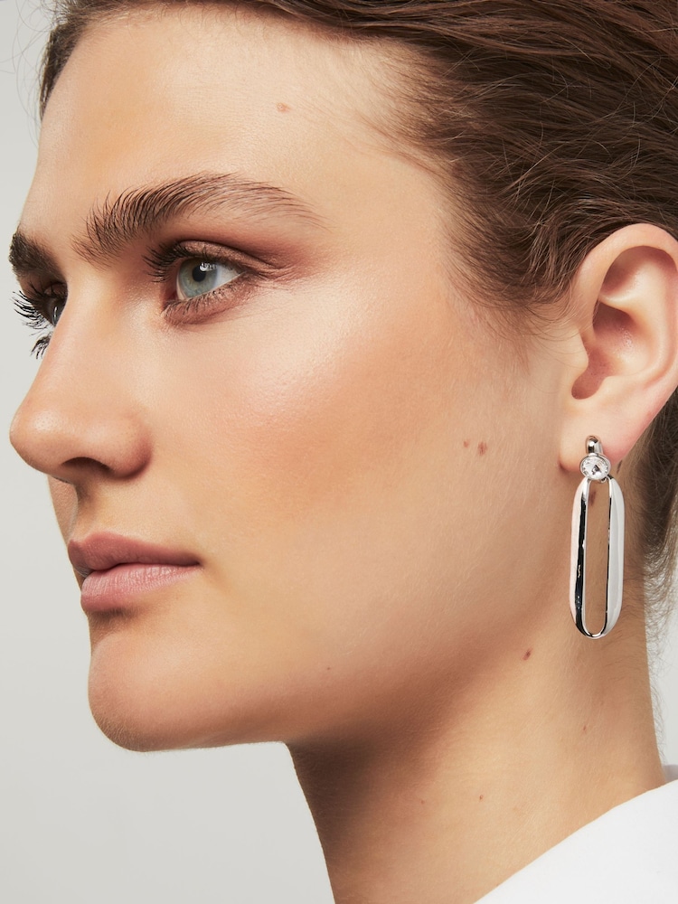 Karen Millen Crystal Ellipse Drop Earrings - Image 1 of 4