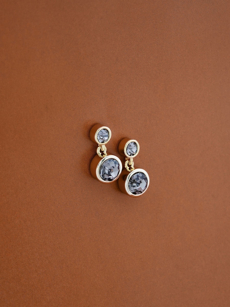 Pendientes de gota con diseño de puntos de cristal en dorado de Karen Millen - Imagen 1 de 2