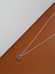 Karen Millen Silver Tone Crystal Dot Pendant Necklace - Image 2 of 4