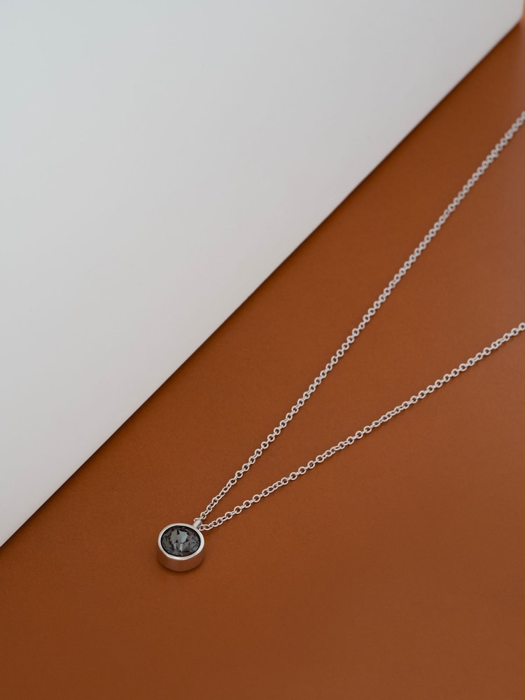 Karen Millen Silver Tone Crystal Dot Pendant Necklace - Image 2 of 4