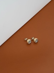Karen Millen Gold Tone Crystal Dot Stud Earrings - Image 2 of 5