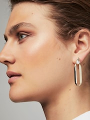 Karen Millen Crystal Ellipse Drop Earrings - Image 1 of 4