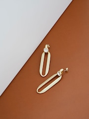 Karen Millen Crystal Ellipse Drop Earrings - Image 2 of 4