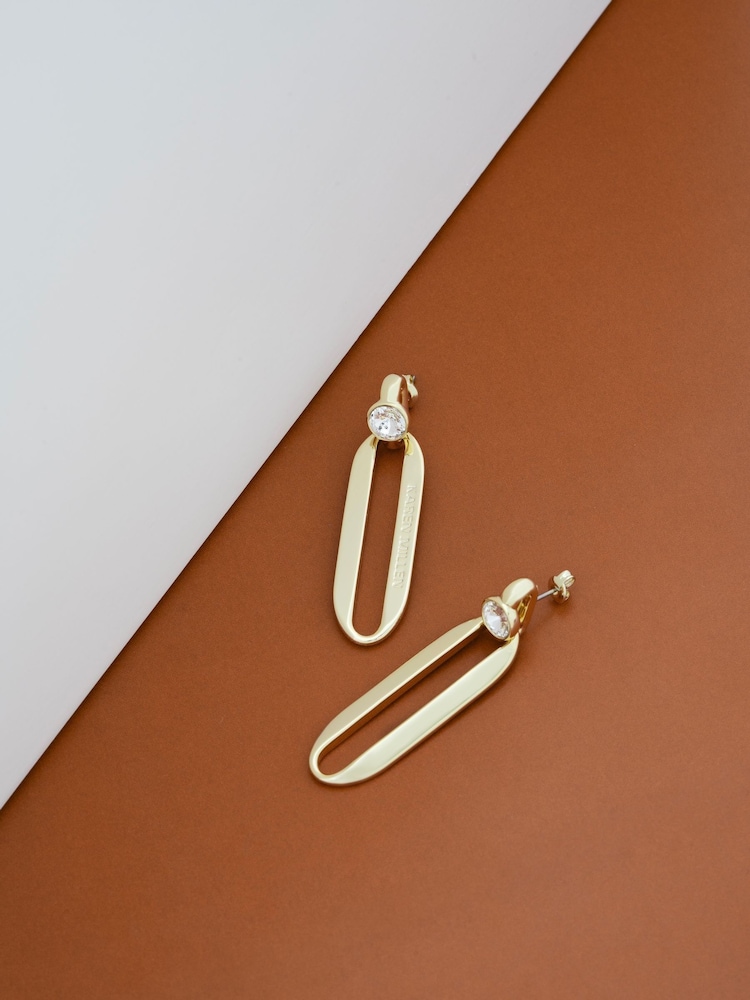 Karen Millen Crystal Ellipse Drop Earrings - Image 2 of 4