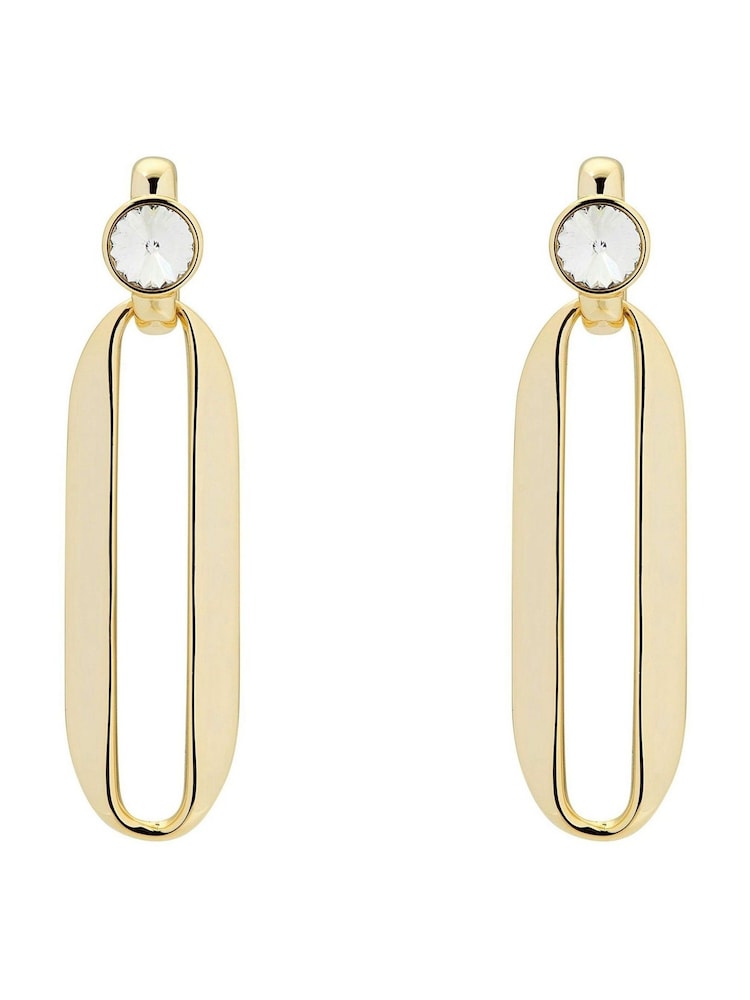 Karen Millen Crystal Ellipse Drop Earrings - Image 4 of 4