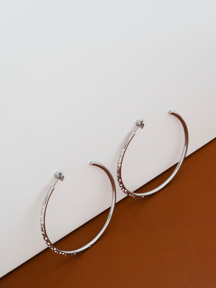 Karen Millen Large Crystal Sprinkle  Hoop Earrings - Image 1 of 5