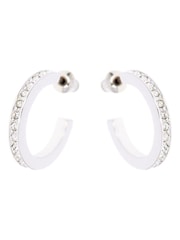 Karen Millen Small Crystal Hoop Earrings - Image 2 of 2