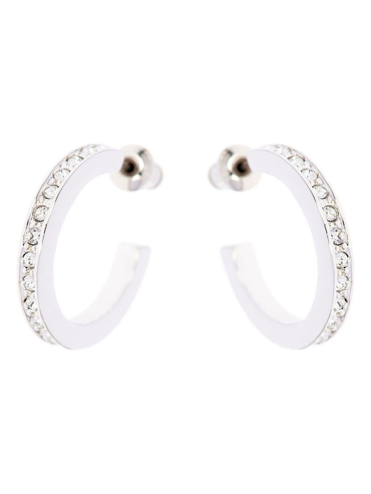 Karen Millen Small Crystal Hoop Earrings - Image 2 of 2