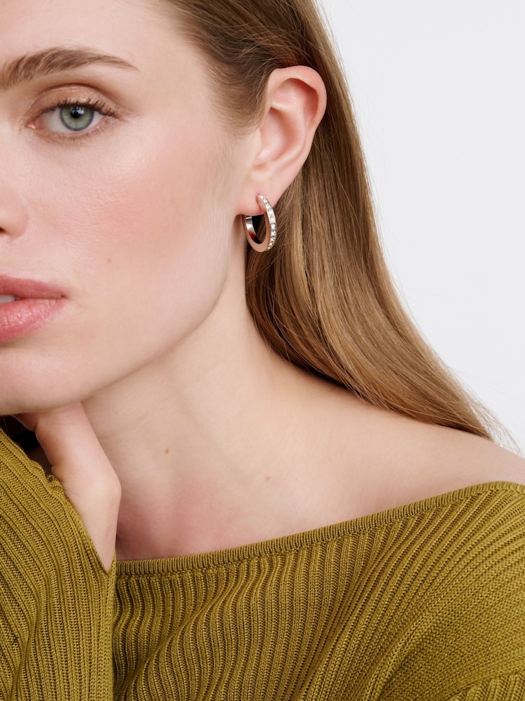 Karen Millen Small Crystal Hoop Earrings - Image 4 of 4