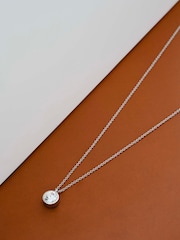 Karen Millen Silver Tone Crystal Dot Pendant Necklace - Image 1 of 4