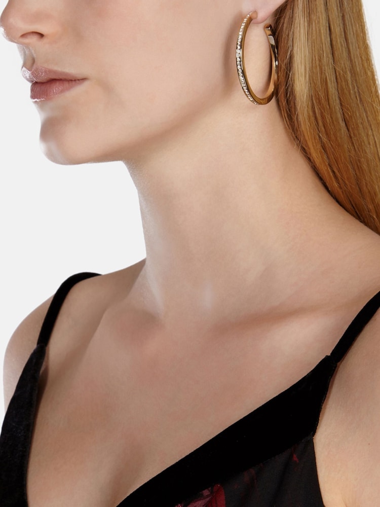 Karen Millen Large Crystal Hoop Earrings - Image 1 of 5